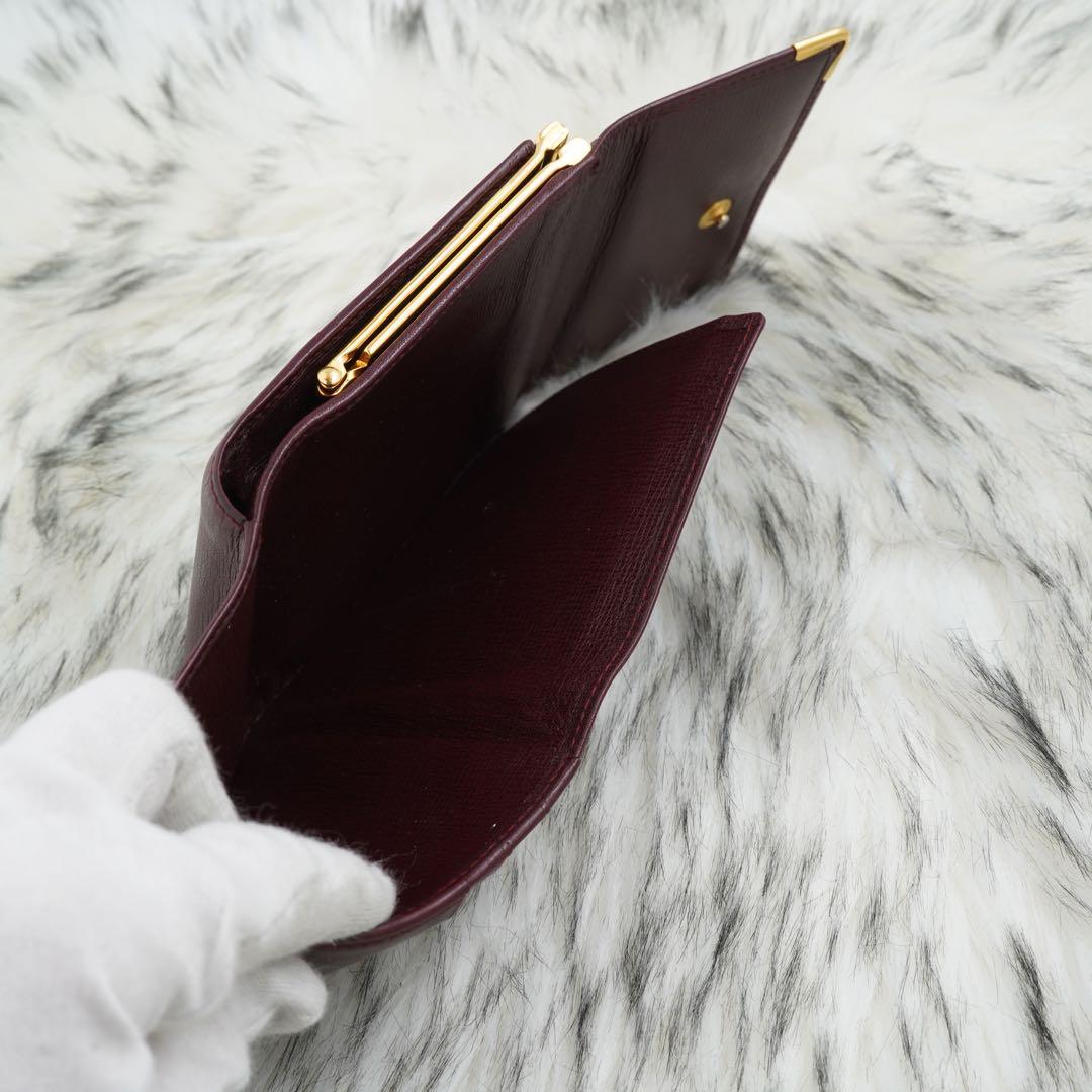 極美品　Cartier カルティエ　三つ折り財布　マストライン　ボルドー