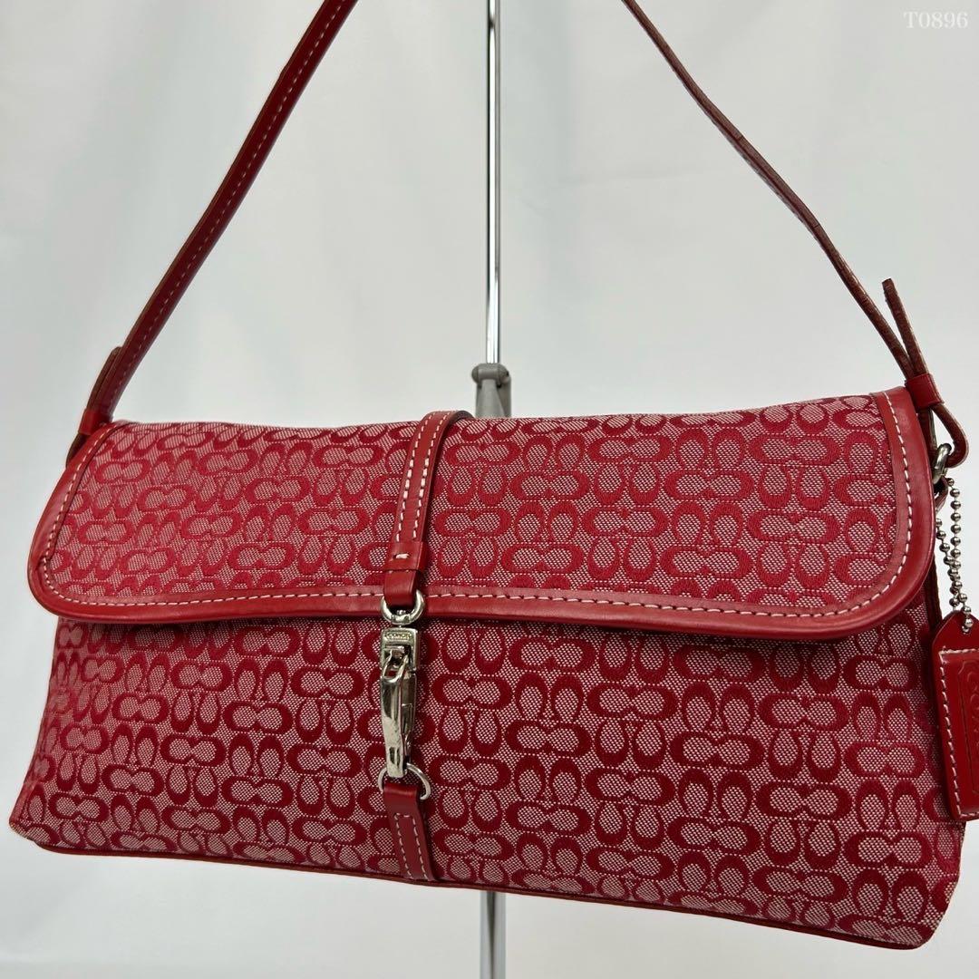 【極美品】コーチ 6348 ソーホー ワンハンドバッグ レザー キャンバス 赤