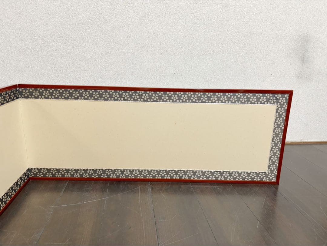 美品 茶道具 飛騨春慶塗縁 利休梅 風炉先屏風 茶室道具 間仕切り 衝立 元箱