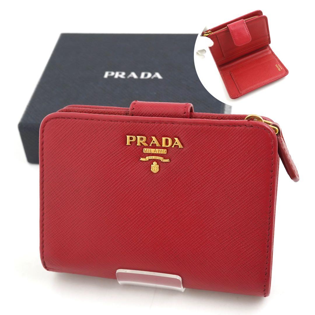 ✨未使用展示品　PRADA ミニ財布　サフィアーノレザー　L字ファスナー レッド