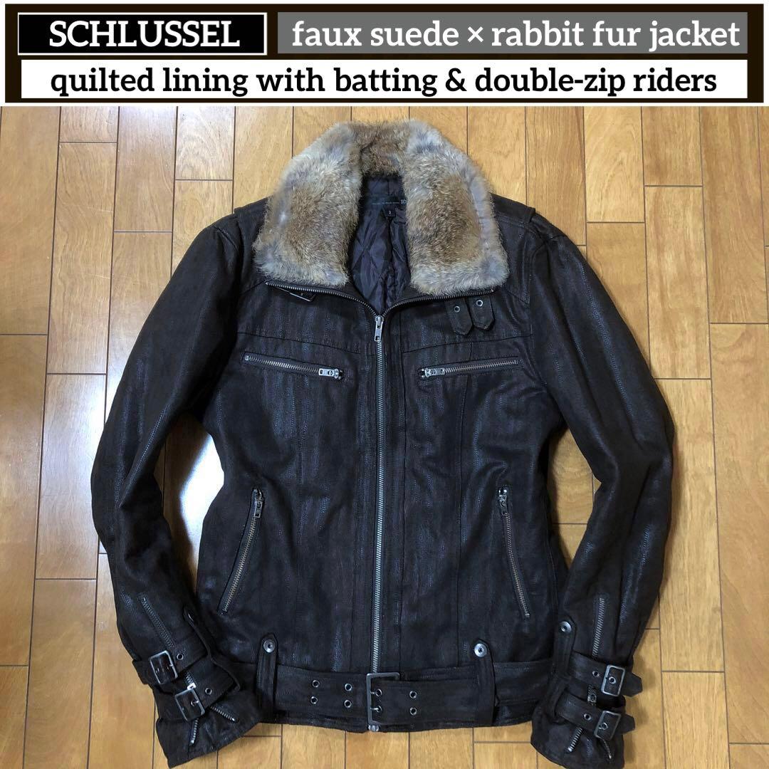 ♠️SCHLUSSEL♠️フェイクスエードライダースジャケット⭐️裏地中綿キルティング
