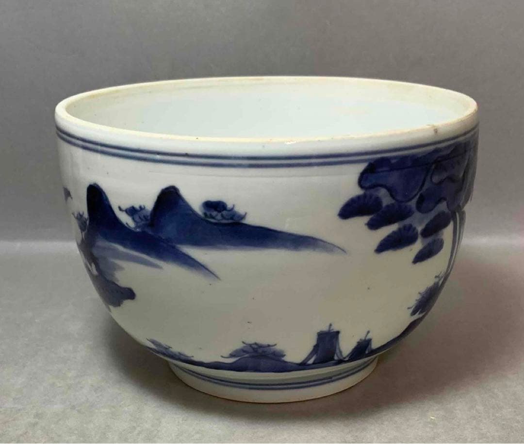 茶道具　染付山水水指