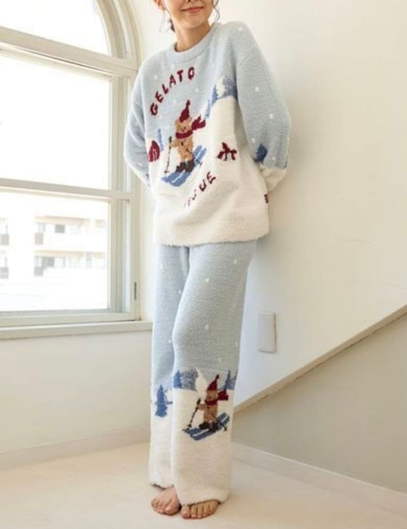 【新品タグ付き】ジェラートピケ スキーベアジャガードプルオーバー+ロングパンツ