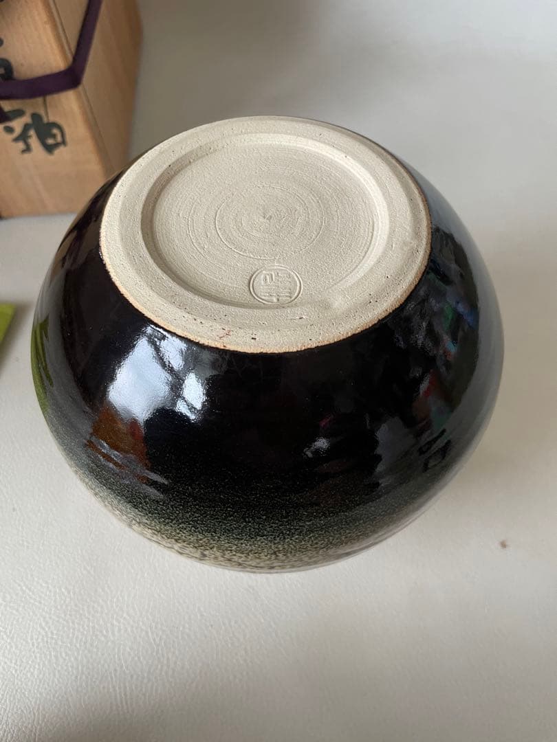 山陶窯 山本正年 やまもとせいねん 斑文釉花生 茶道具 陶芸家直筆色紙付き 希少