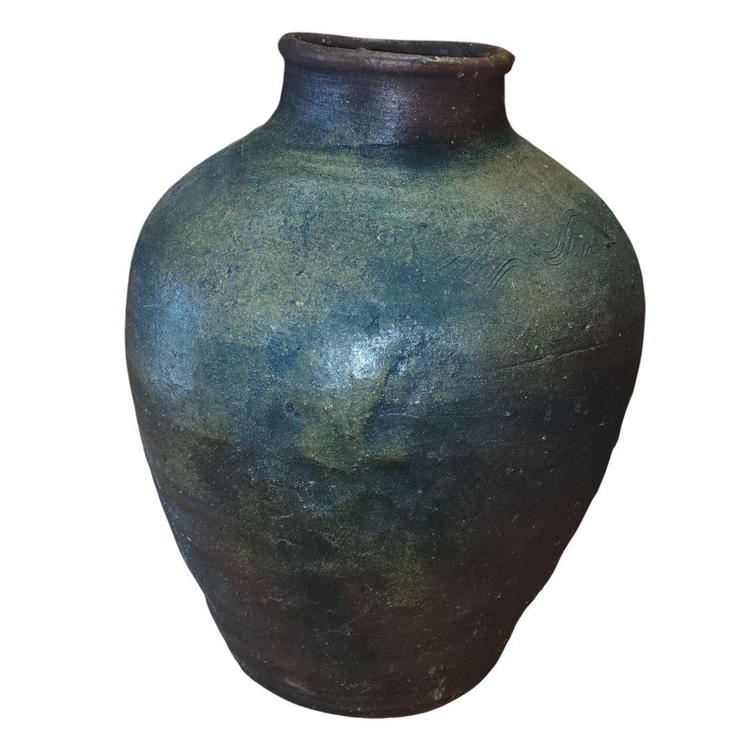 桃山美術　備前　櫛描波状文茶壺　刻書「キ」窯印　骨董品