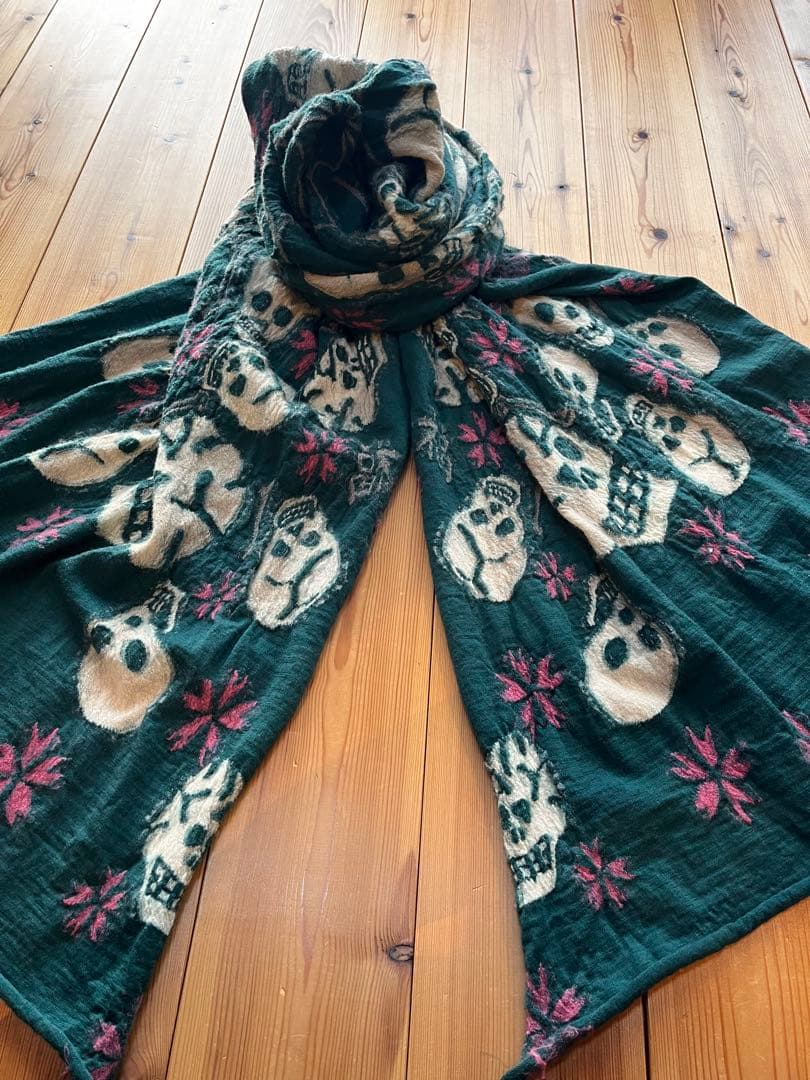 【KAPITAL】初期 縮絨ウールマフラー スカル柄