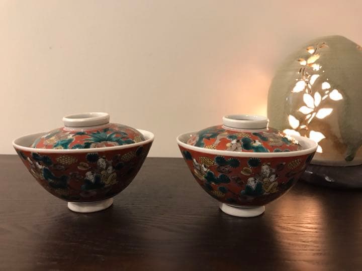 【骨董品】九谷焼　木米　急須1個・蓋付茶碗2個・湯呑茶碗4個