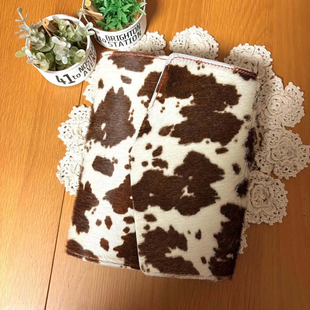 ご確認用　ハラコ　カウ柄　システム手帳　A5 牛革　本革　レザー