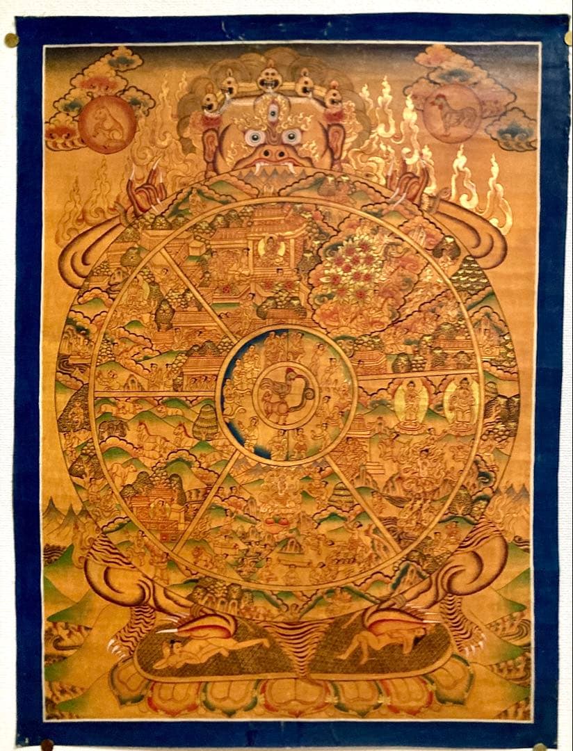 チベット　曼荼羅　マンダラ　カーラチャクラ　仏画　タンカ　掛軸　観音　菩薩　如来