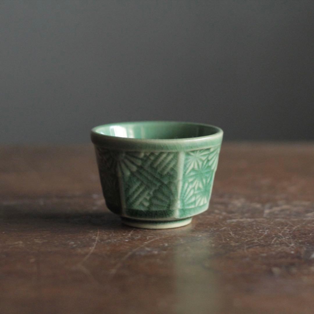 珉平焼 面取 盃 ぐい呑み 酒器 No.2 古美術 古道具 アンティーク