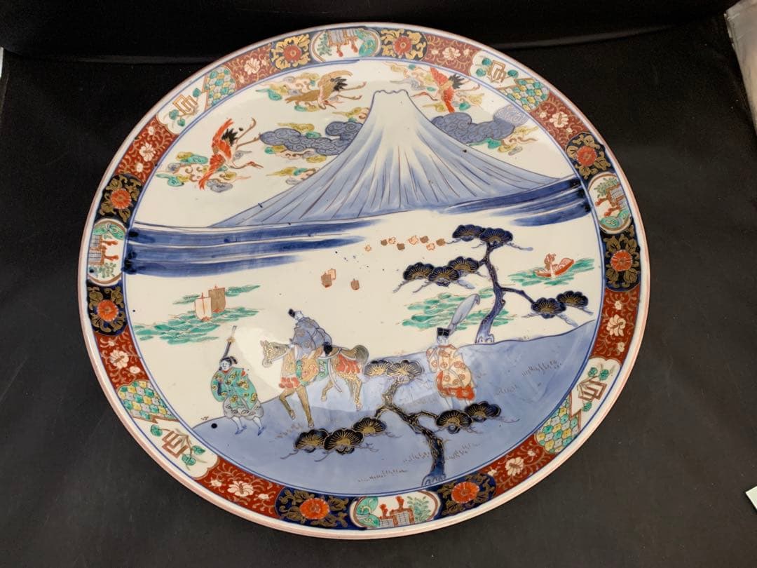 古伊万里　富士山　色絵金彩　大皿　約直径40㎝