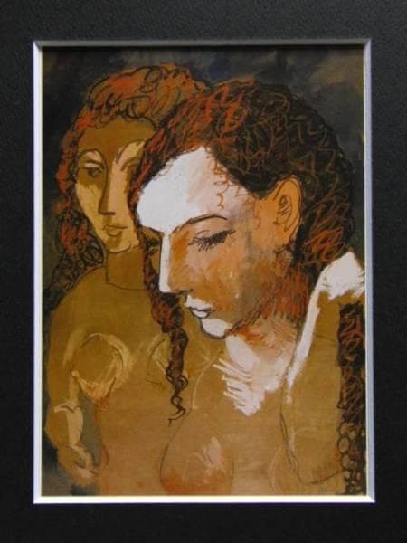 パブロ・ピカソ、二人の顔、希少画集画、新品高級額装付