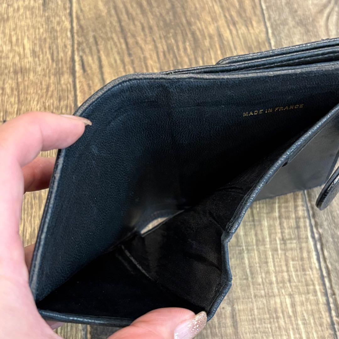 CHANEL シャネル 折りたたみ 財布 レザー キャビアスキン ヴィンテージ