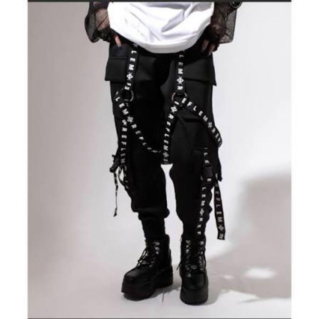 REFLEM【レフレム】ハーネスロゴテープデザインカーゴパンツ(Bナイロン生地)