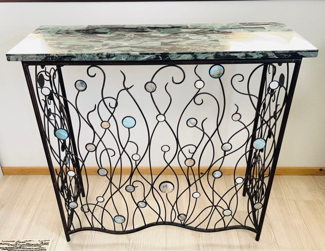 コンソールテーブル アイアン サイドテーブル 大理石風 -206-