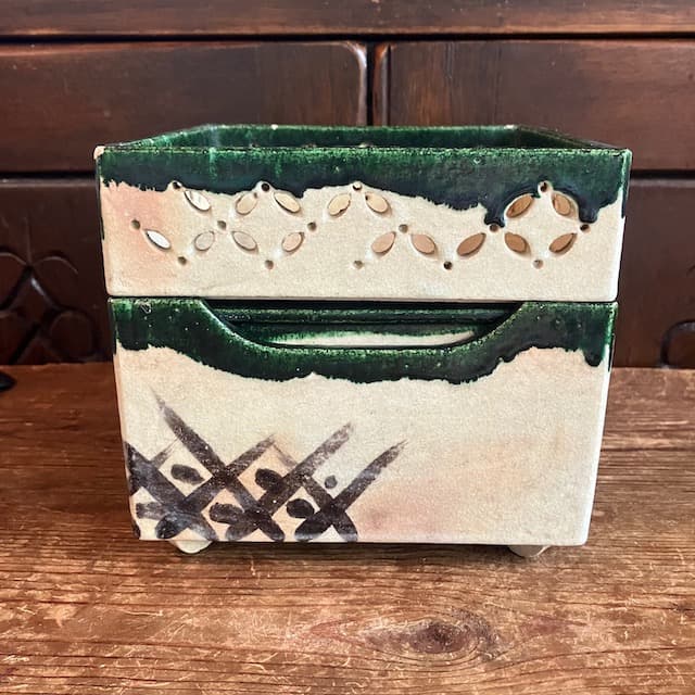 江戸後期 松齋 織部 透かし お重 器 古織部 皿 骨董 アンティーク 古道具