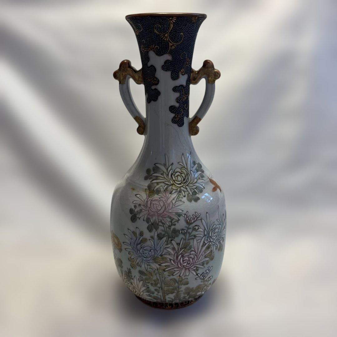 九谷焼　耳付き　花瓶　工芸品　骨董品　アンティーク