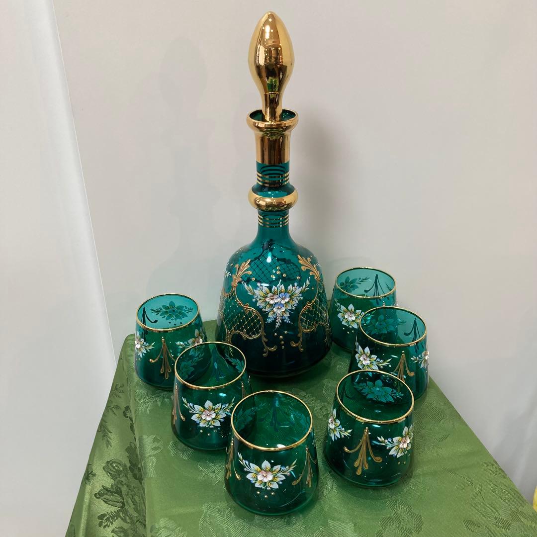 ベネチアンガラス デカンタとグラスセット