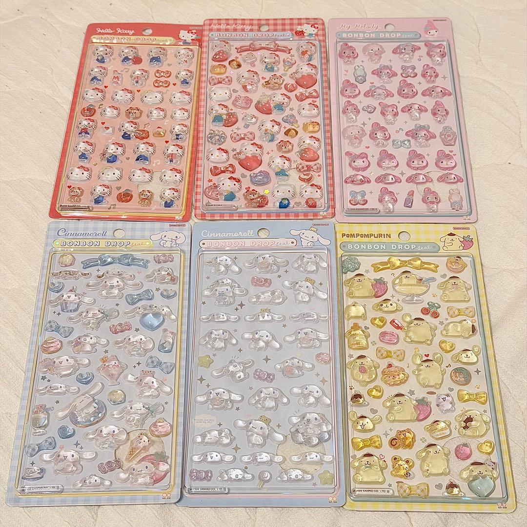 正規品 サンリオ ボンボンドロップシール 第1弾(3種)＆第2弾(3種)セット