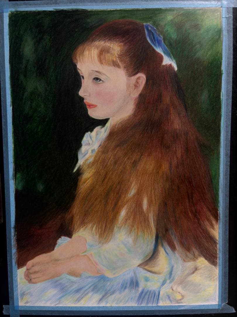 ルノワール イレーヌ嬢の模写　（A4サイズ）（肉筆）（色鉛筆画）（額無し）