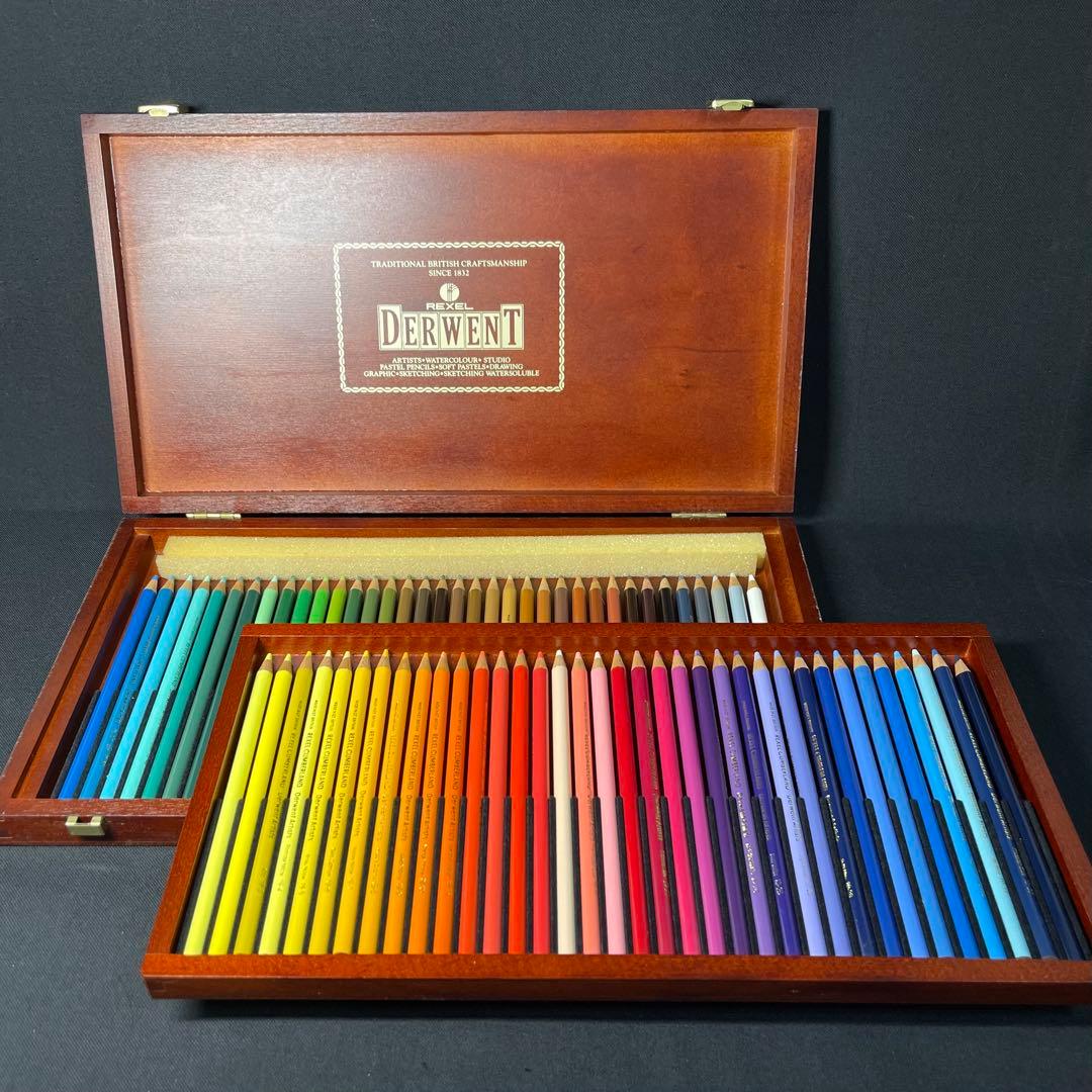 A861⭐︎美品 DERWENT ダーウェント 色鉛筆 72色 木箱入 イギリス