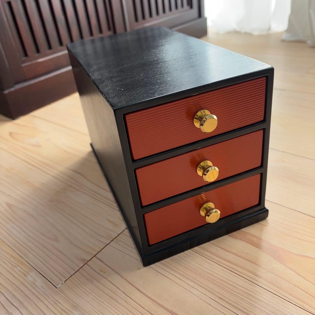 皇室御用達【山田平安堂】希少【三段引き出し】海外ギフトテーブルコーディネート