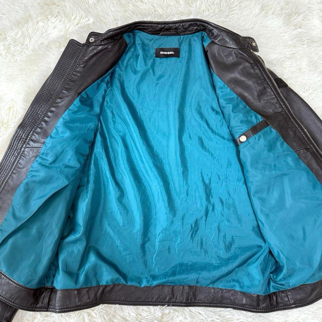 希少XL【定価14万】DIESEL シングル ライダースジャケット 黒 青
