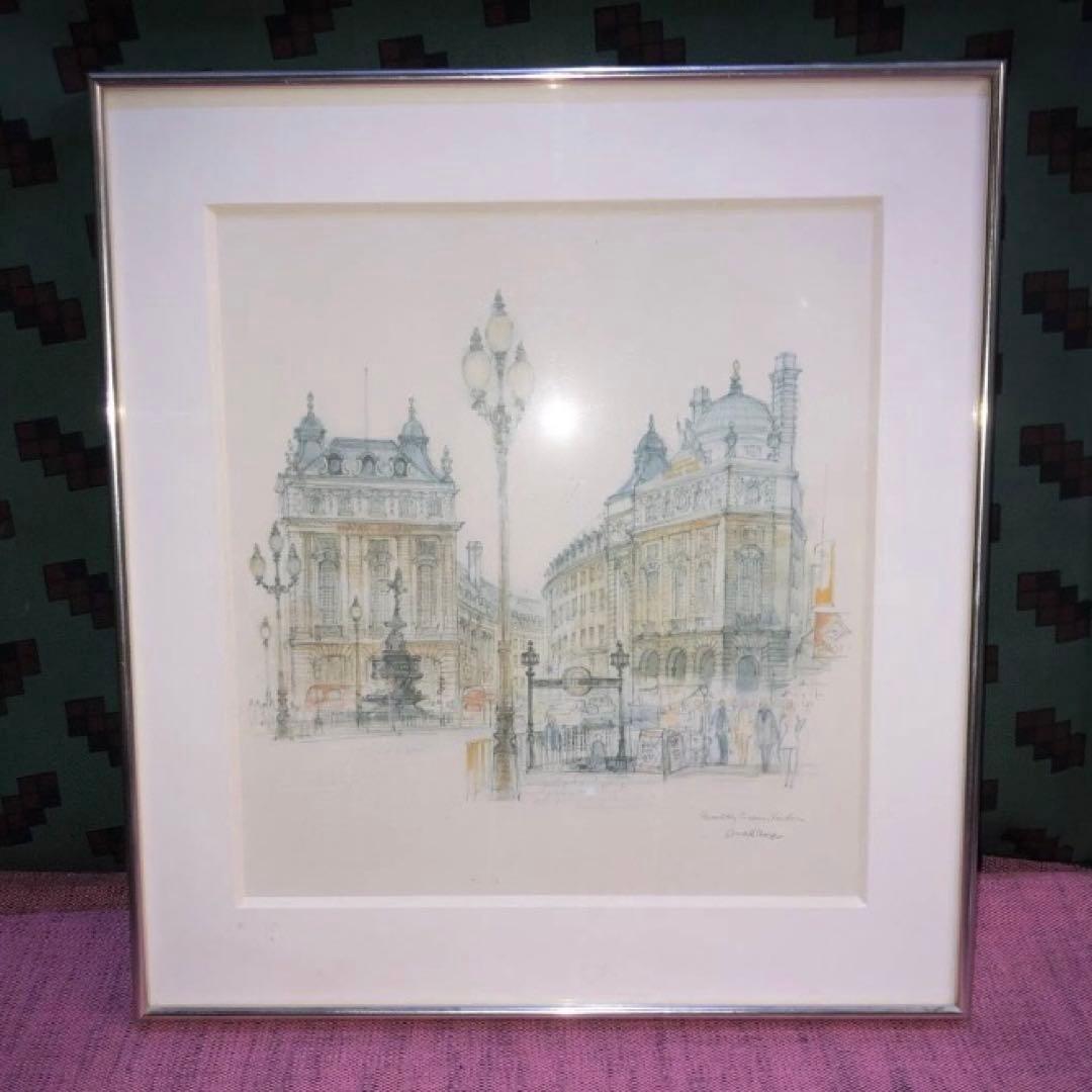 絵画美術　型押し印　ピカデリーサーカス　ロンドン　マッドステージ　異国の風景画