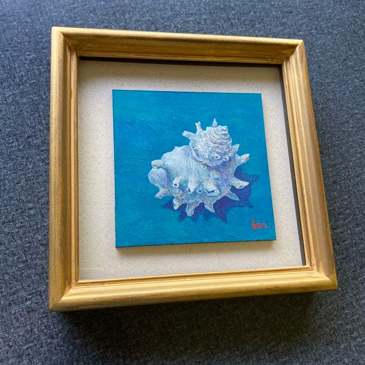 「さざえ」板絵テンペラ画