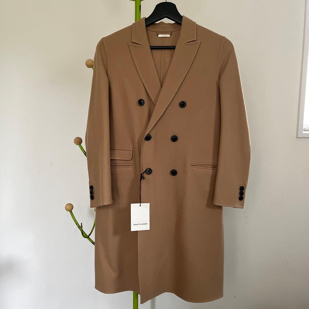 試着のみタグ付き　ビューティフルピープル　ベージュ ダブルブレスト ロングコート