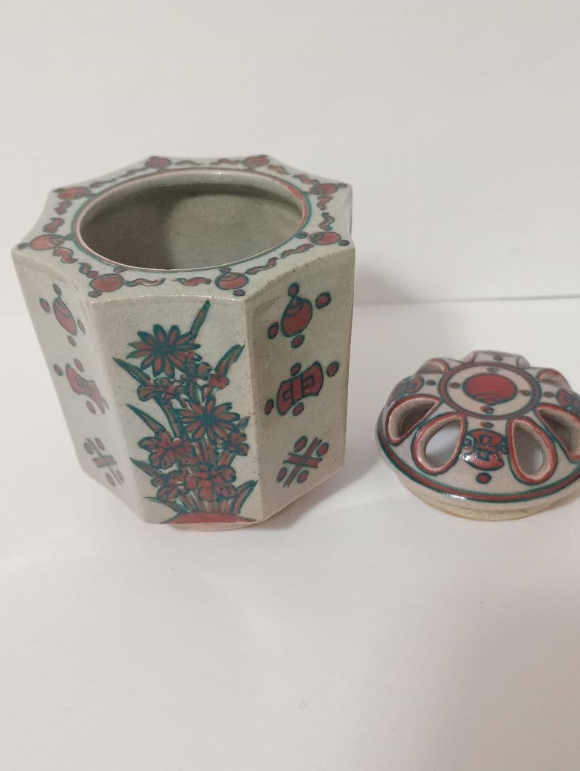 香爐　　松本為作視　花柄八角形