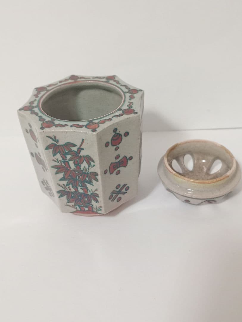 香爐　　松本為作視　花柄八角形