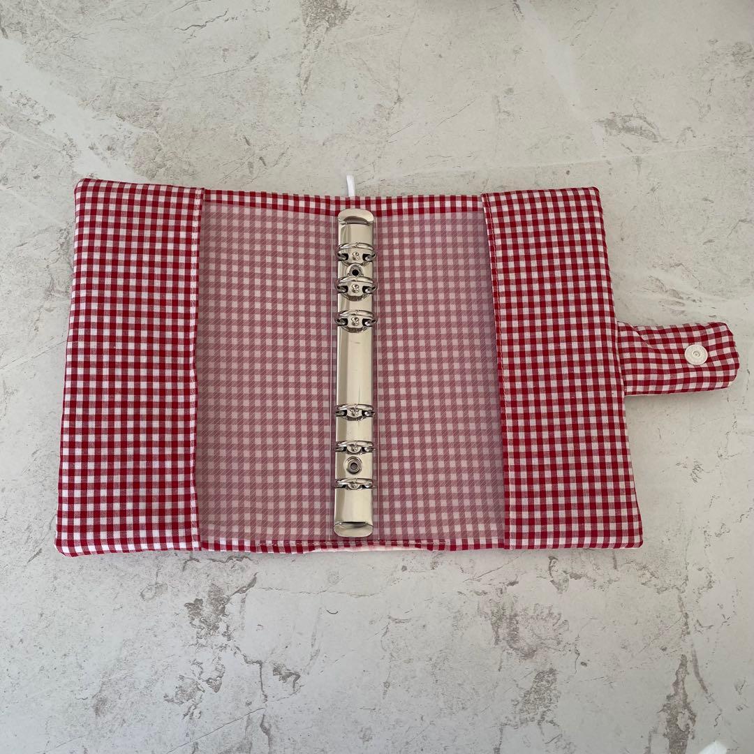 A6バインダー&バインダーカバーセット　韓国　　ハートキルティング リボン