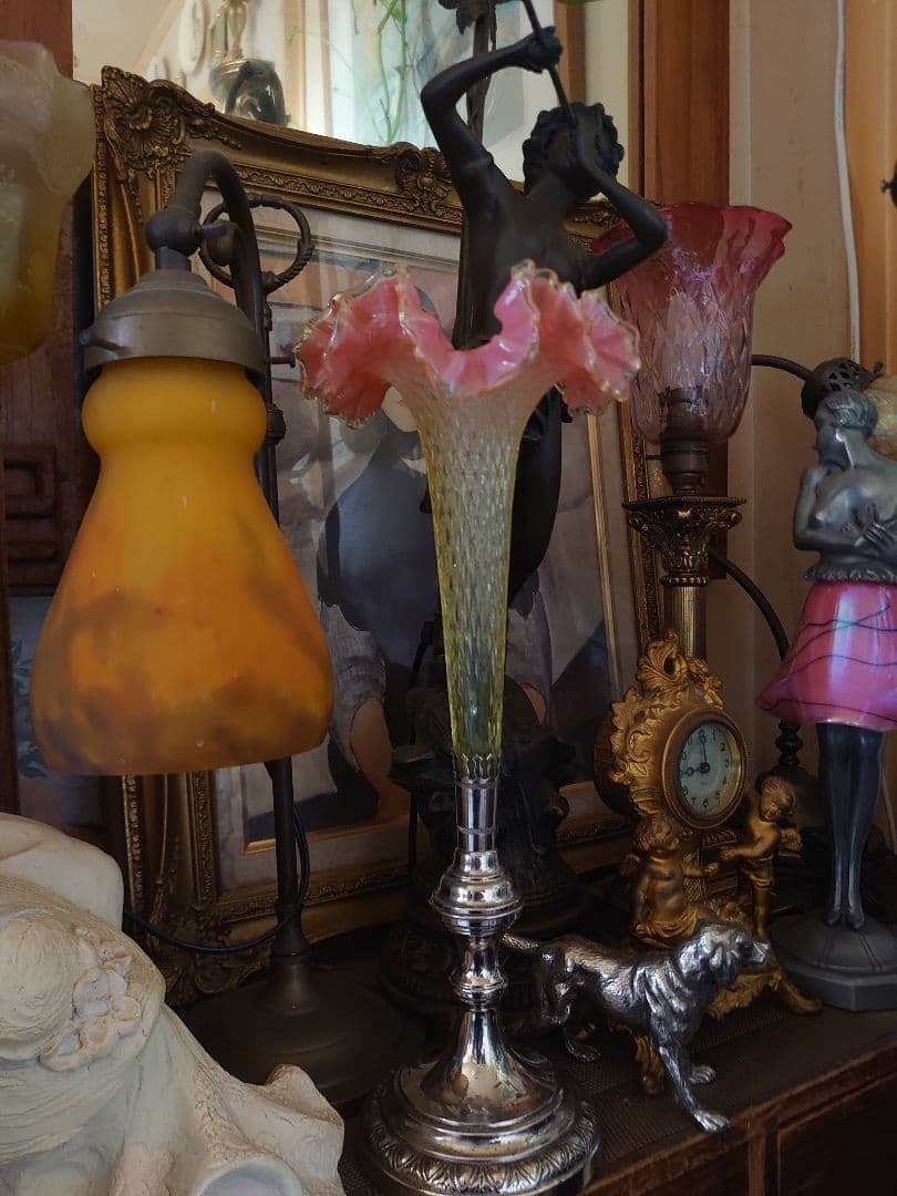 フランス1890s'ヴィクトリアン「イパーン 」クランベリー ヴァセリンSP花器