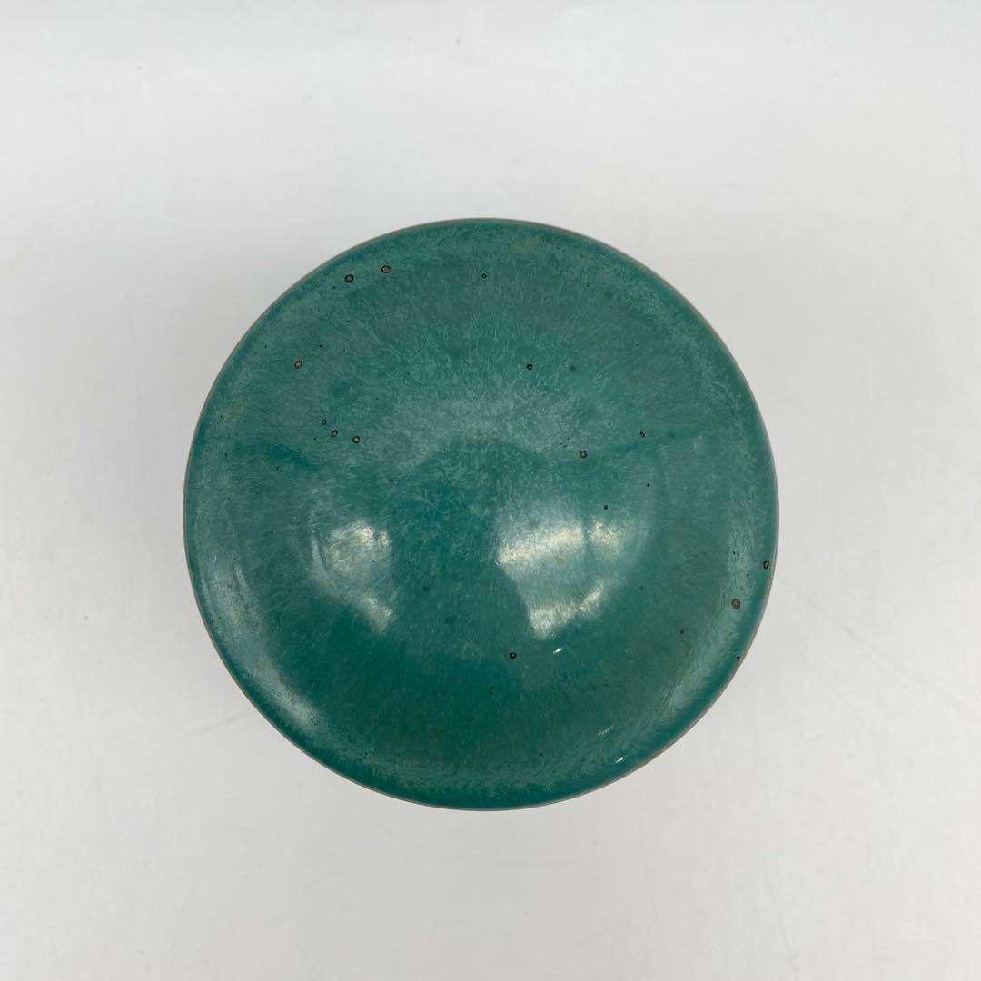 鳥取民藝　牛ノ戸焼　緑釉蓋物