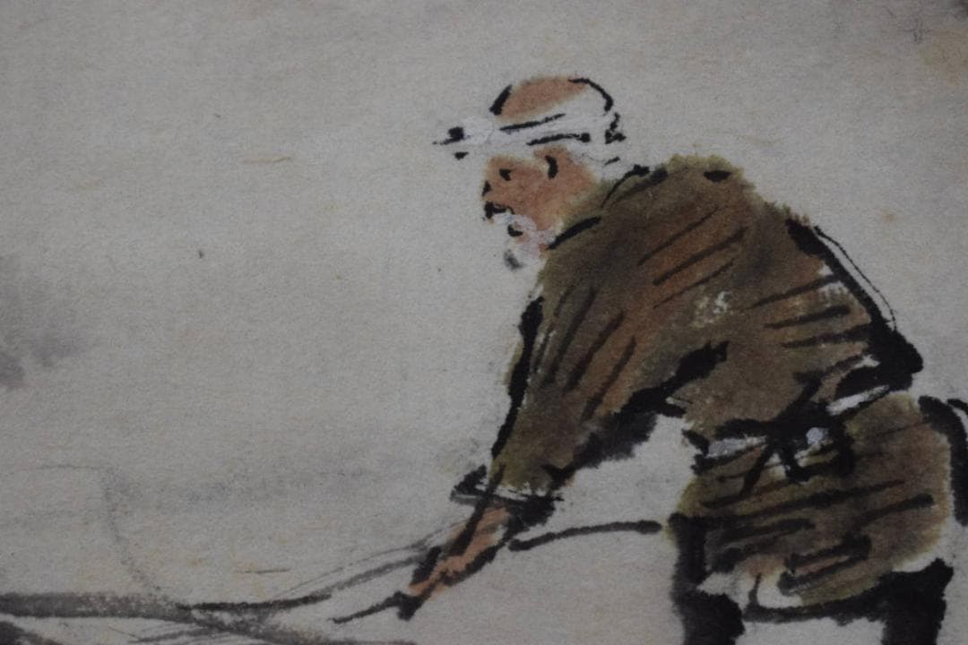 【真作】佐藤古岫/山家間日図/山家人物図/掛軸☆宝船☆Y-209　JM