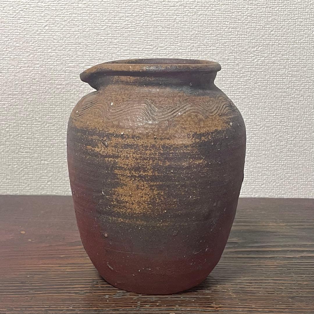 古備前 雀口 鳶口 壺 窯印 櫛目波状文 小壷 蹲 花器 花入