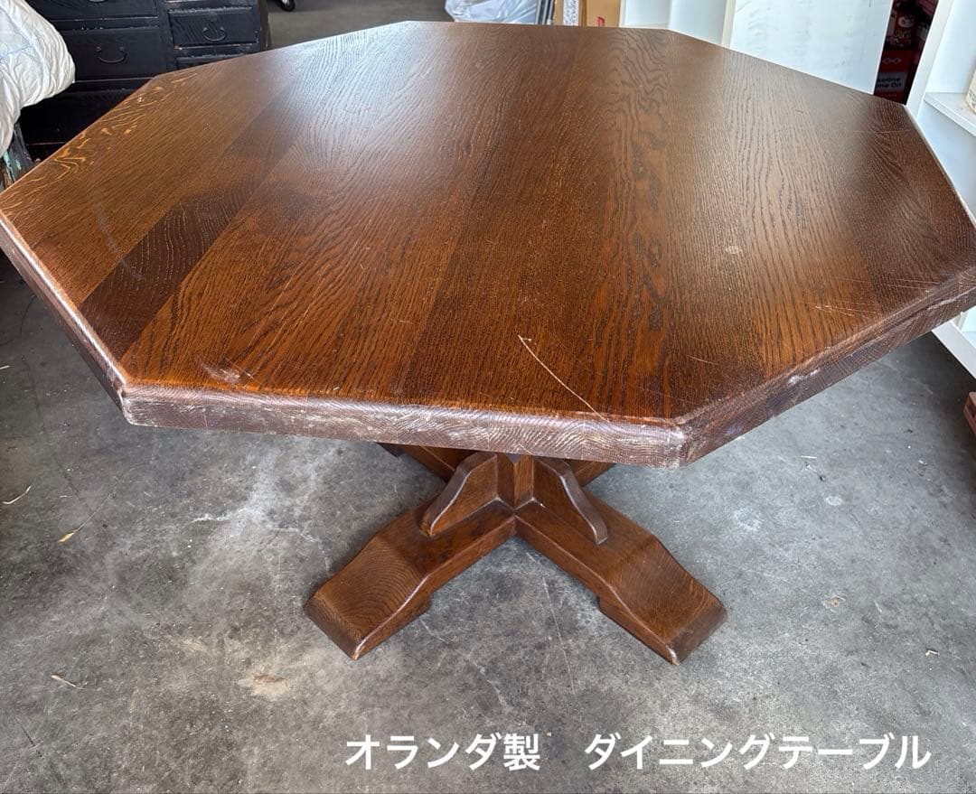 【ダイニングテーブル】オランダ製　16角形丸テーブル　アンティーク