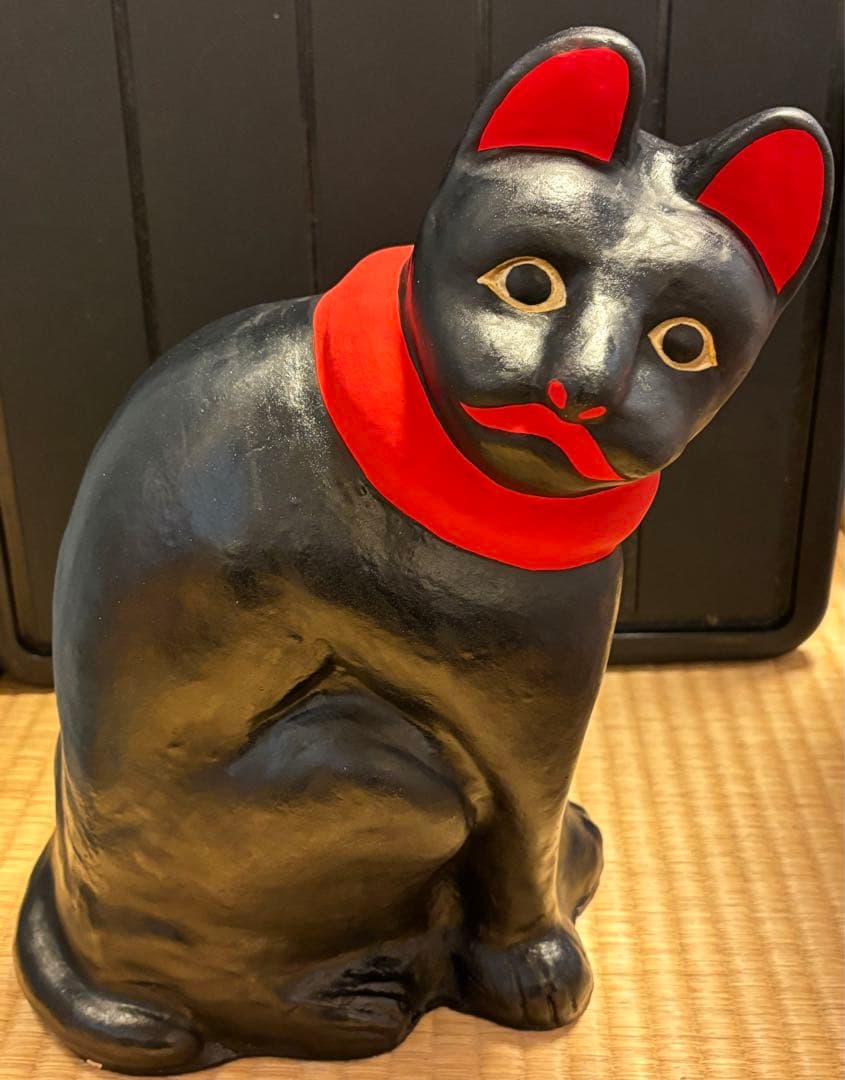 郷土玩具　招き猫(黒)大　まねきねこ　起人形