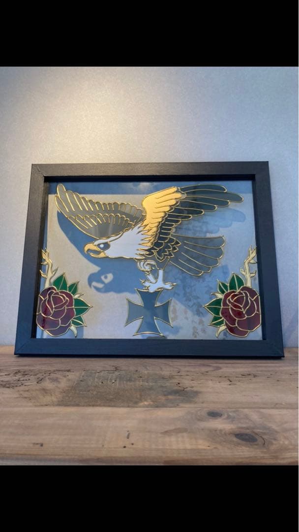 グラスアート イーグル　インテリア雑貨