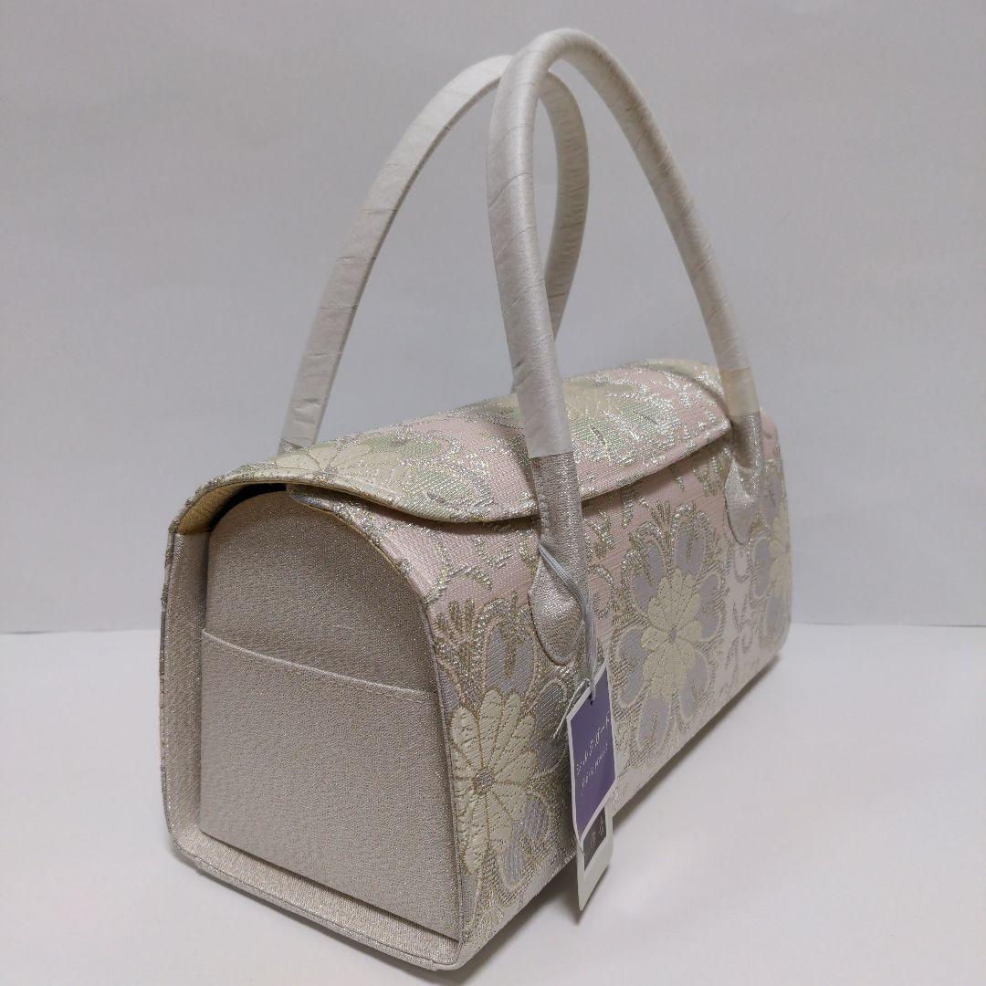 和装バッグ　かぶせ　七宝つなぎ　シルバー　利休バック　ガード加工済　衿秀　和想庵