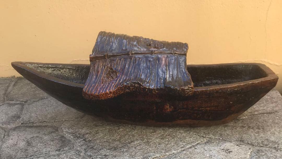 大樋焼　船型水盤　茶道具　茶室