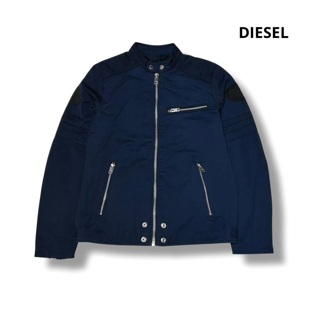 ディーゼル ブルゾン ライダースジャケット ラバーパッチ ジップ ネイビー