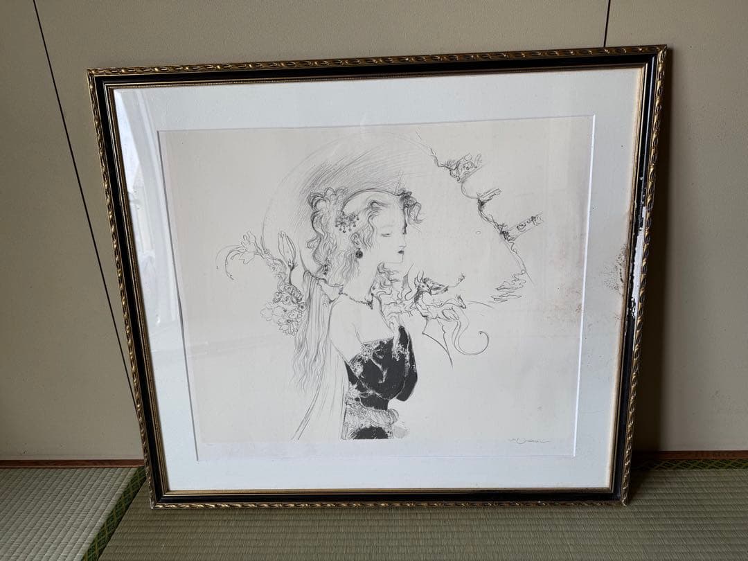 真作保証　天野喜孝　少女　絵画　ティナ　ファイナルファンタジー6