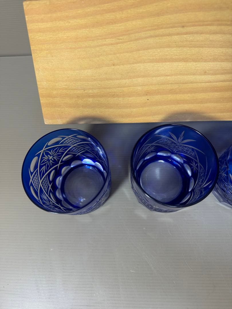 2176 愛文　切子硝子　グラス　5客　未使用