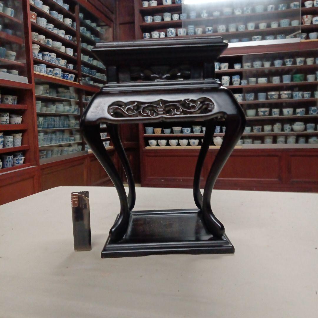 黒色木製座卓・ちゃぶ台　古い花台　黒檀