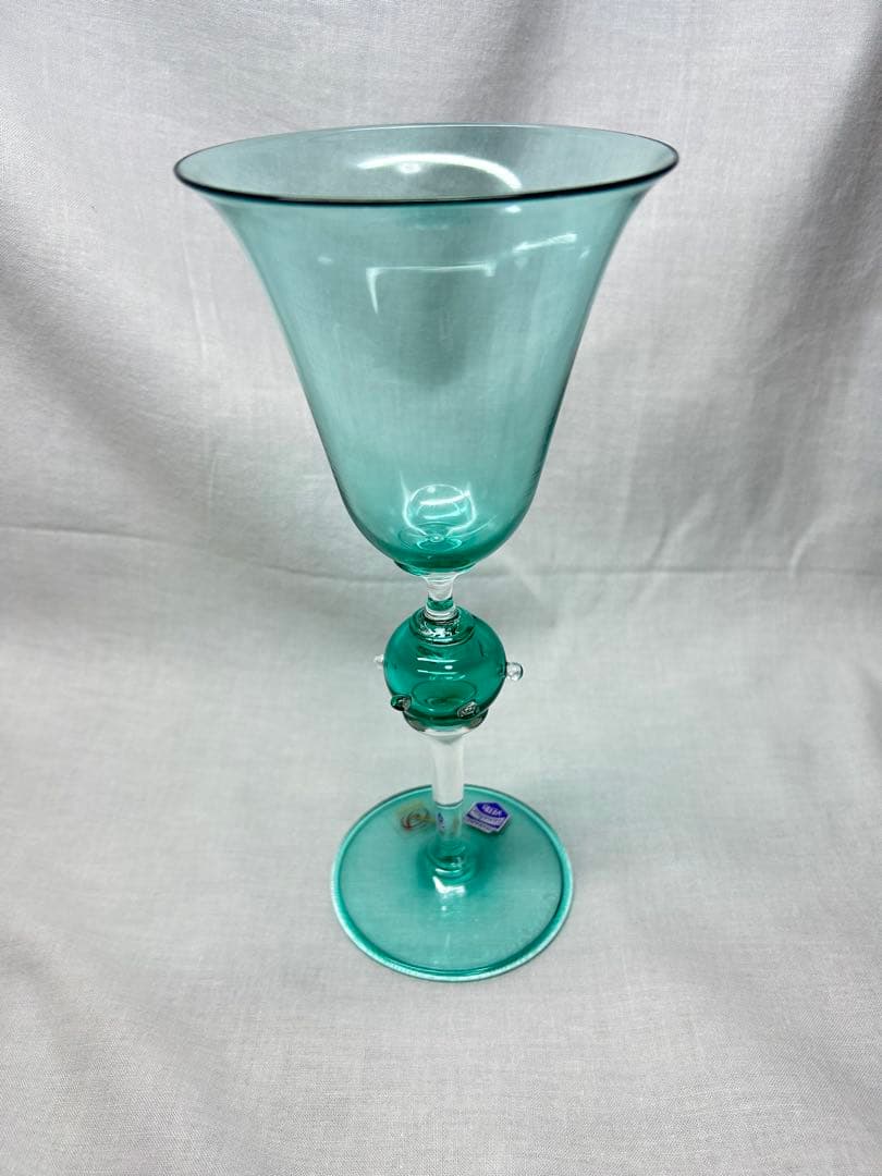 ベネチアングラス　ブライトグリーン透明ガラスフラワーベース Vetri製