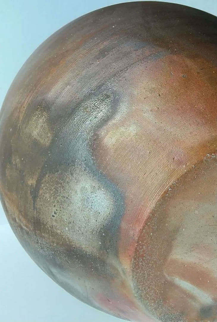 小西陶古　備前焼　花器　大壷　桟切