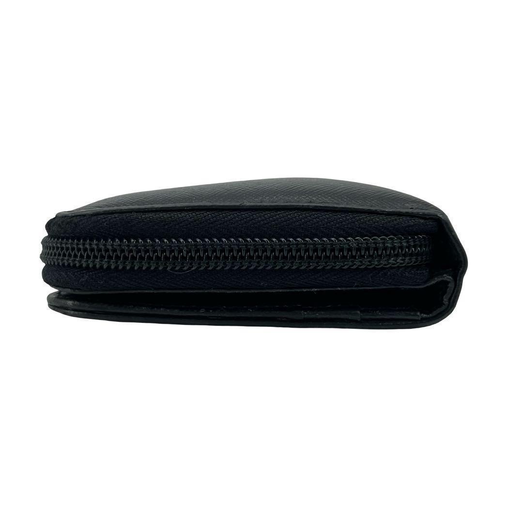 希少✨プラダ 二つ折り財布 三角ロゴ サフィアーノレザー ファスナー ブラック