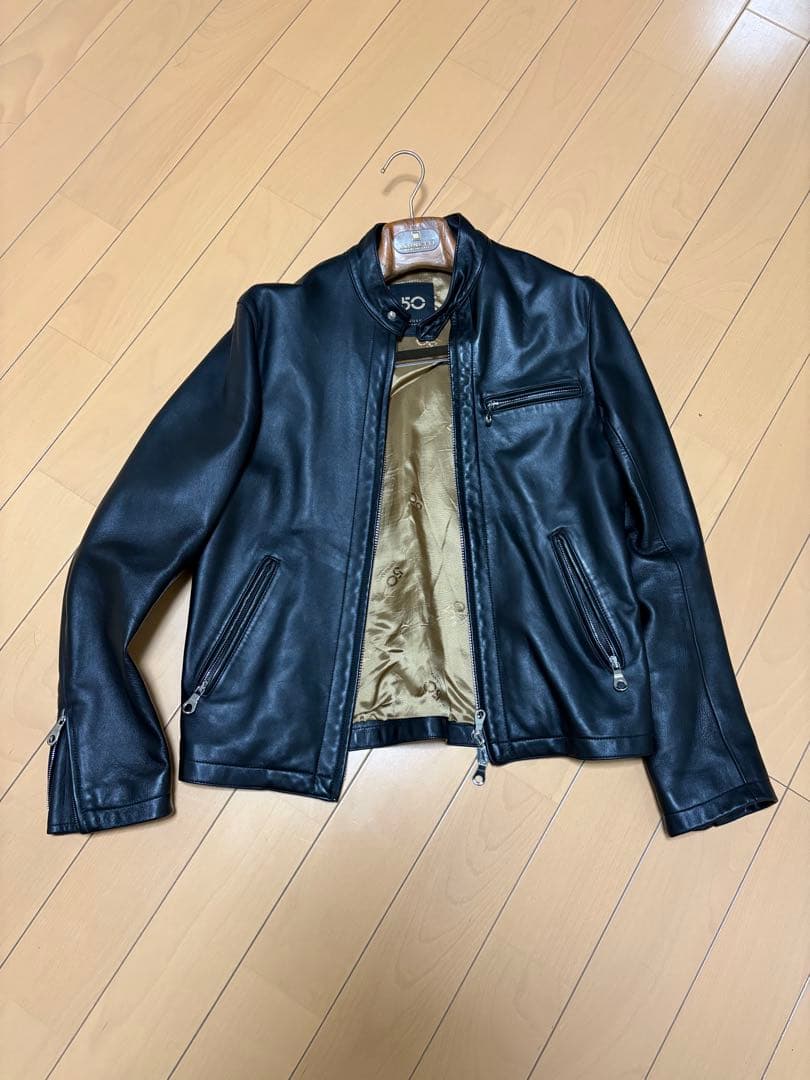 t*9様 CINQANTAブラックレザージャケット シングルライダース サイズ4